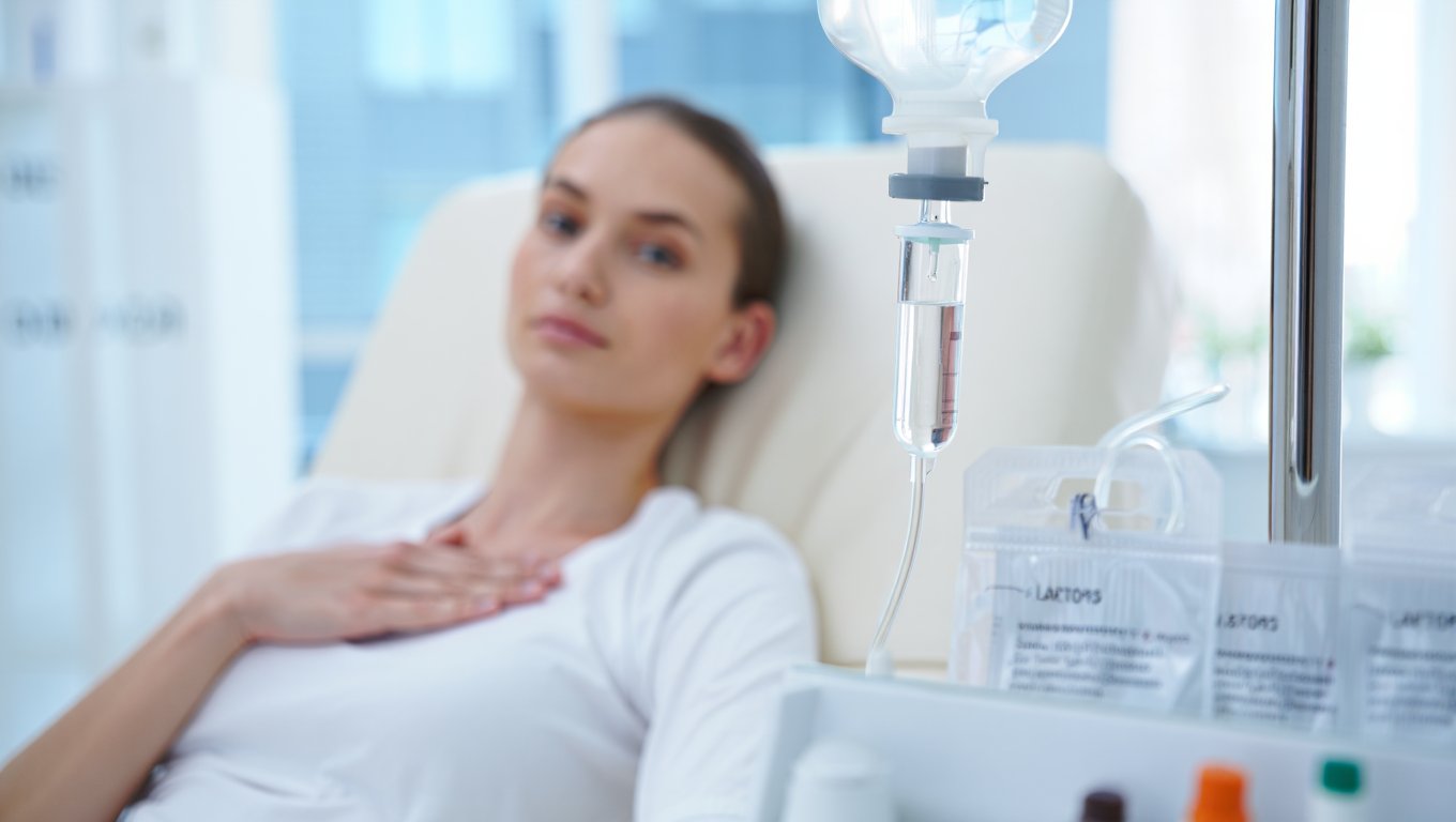 Инфузионная терапия Женщина с капельницей